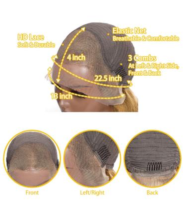 Honey Blonde Body Wave Human Hair Wig 24 inch Colored 27 | 13x4 HD Transparent Lace Front Wig 150% Density for Women | Natural Hairline & Baby Hair | Glueless & Breathable - Buy Online on GoSupps.com