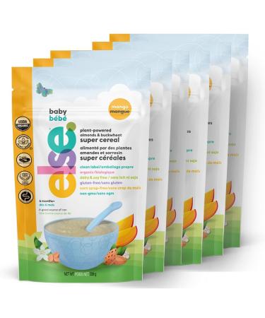 Else Baby Cereal Stage 2 - Almond & Buckwheat Cereal - Plant Based Cereal Baby Food for 6 Months+ - Balanced Made w/Real Whole Foods Clean Label Purity Certified (Mango 228g 6-Pack)