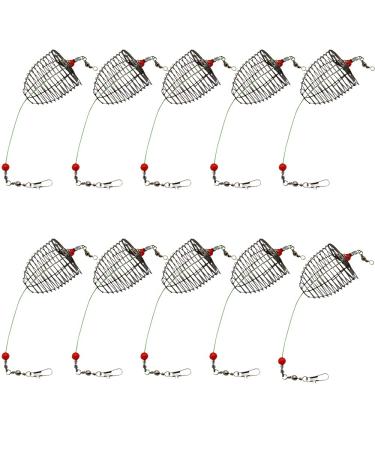 NA 10 PCS Carp Fishing Bait Trap Cage Stainless Steel Fishing Trap Lure Cage Basket Feeder Holder Fishing Gear Tackle Accessories Trap Dia: 3.5CM/4.0CM/4.6CM Available Medium(trap dia 4.0cm)10PCS