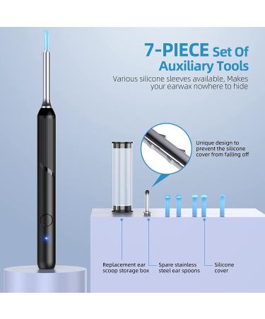 Ear Wax Removal Tool - 1080P Ear Cleaner Camera - 8 Pcs Kit - Otoscope with Light - Ear Wax Remover for iPhone, iPad, Android - Black - Buy Online on GoSupps.com