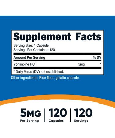 Nutricost Yohimbine HCl 5mg - 120 Capsules | Premium Fat Burner & Performance Enhancer - Buy Online on GoSupps.com