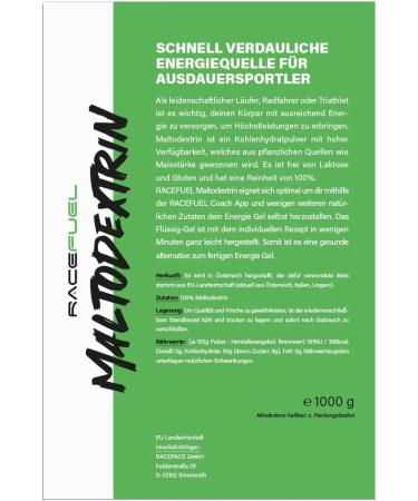 Racefuel Maltodextrin 1kg | Vegan Carbohydrate Powder for Sports Running Cycling & Triathlon | High-Power Energy Gel Production - Buy Online on GoSupps.com