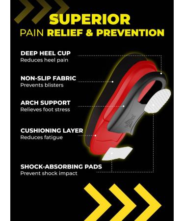 Premium Anti-Fatigue Shoe Insoles - Plantar Fasciitis Arch Support Insoles for Men and Women Shoe Inserts - Orthotic Inserts - Flat Feet - Insoles for Arch Pain High Arch - Boot Insoles L Black UK 10-11.5 - Buy Online on GoSupps.com