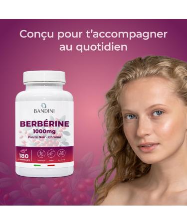 Bandini Berberine 1000mg pure haut dosage | 180 comprim s vegan - Berberin HCl from Berberis Aristata 97% + Chromium et Poivre noir | Absorption maximale - Fonction digestive h patique intestinale - Buy Online on GoSupps.com