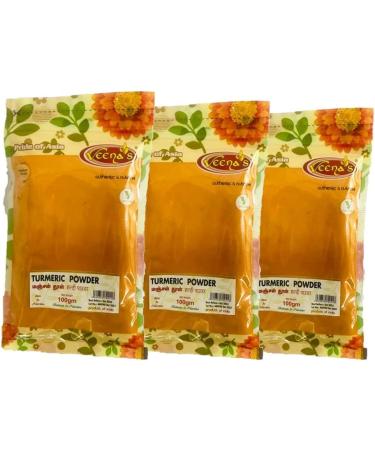 Veenas Turmeric Powder | 100GM | Haldi Powder | Bright Yellow Colour | Indian turmeric powder | Turmeric Ground Powder | Indian Origin (Pack of 3)