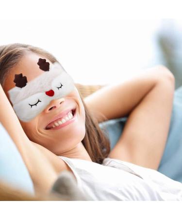 Cute White Deer Plush Sleep Mask for Kids Girls Women - Soft & Comfortable Eye Cover for Travel & Meditation | Washable Eyeshade for Shift Work - Buy Online on GoSupps.com