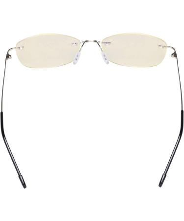 CessBlu Ladies Blue Light Blocking Glasses - Rimless Silver Eyeglasses with Yellow Filter for Anti Glare & UV Protection - Perfect for Reading & Screen Use - Buy Online on GoSupps.com
