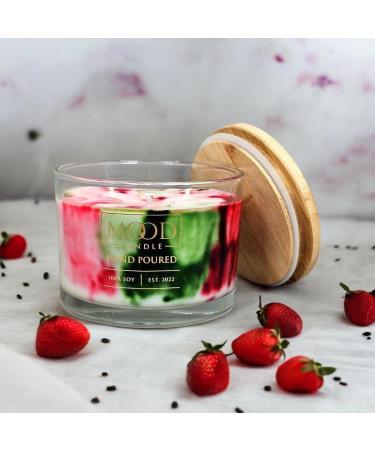 Soy Wax Candle 3-Wick 16 oz Long Burn Time Strawberry & Guava Scent - Mood Candle