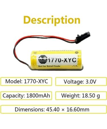 Pack of 6 - 1770-XYC 3V 1800mAh Battery Replacement for 1770-XYC/A 1770-XYB 1756-BA1 - Non-Rechargeable Black Plug - International Shipping Available - Buy Online on GoSupps.com