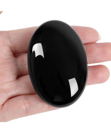 Xiannvxi 2.4 "Groß Black Obsidian crystals worry stones natural medicinal crystal polished gemstones polished oval palm pocket.