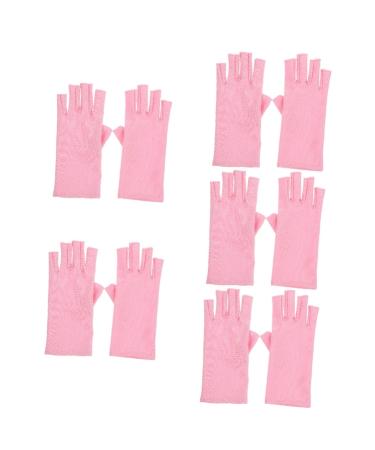POPETPOP 5 Pairs Nail Gloves Manicure Gloves Nail Uv Protection Gloves for Women Nail Art Gloves Uv Shield Gloves Uv Shield Mittens Pink Moisturizing Nail Polish Spandex
