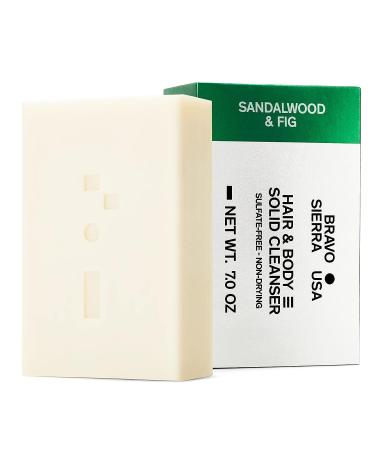 Bravo Sierra Men's All-In-One Soap Bar - Sandalwood & Fig - 7 oz | Shampoo, Face, Hair & Body | Coconut, Shea Butter, Oat Flour - Buy Online on GoSupps.com