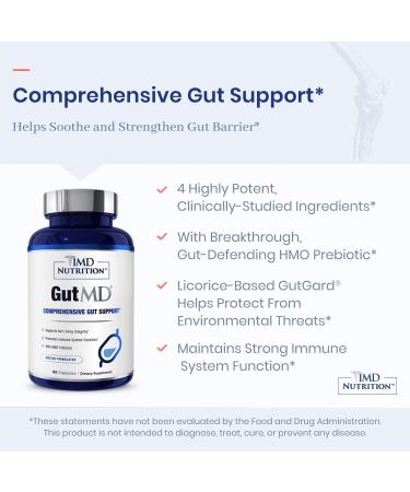 1MD Nutrition GutMD L-Glutamine and Prebiotic - Pack of 2 - 90 Capsules - Buy Online on GoSupps.com