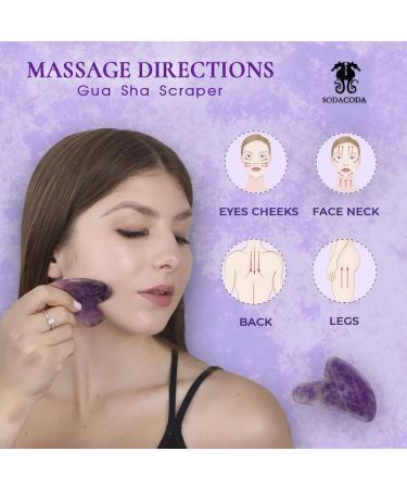Sodacoda Gua Sha Set - Chinese Beauty Face Massage Kit - Amethyst Stone Scraper and Roller from Brazil - Buy Online on GoSupps.com