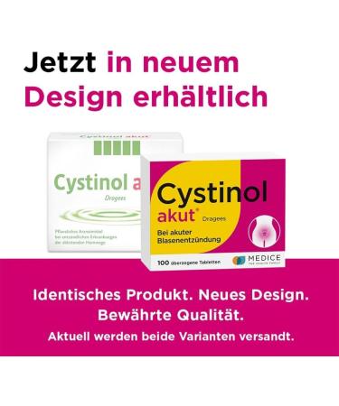 Cystinol Acute 100 Dragees - Fast Relief for Bladder Inflammation & UTI - Antibacterial Vegetable Medicine - 1 Pack - Ships Internationally - Buy Online on GoSupps.com