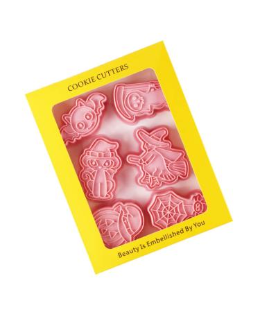 FUNOMOCYA Cake Mold 1 Embossed Plastic Mold Cookie Baking Biscuits DIY/Tools Cartoon Molds Pressing Biscuit Fondant Molds 6.1x6cm Pink