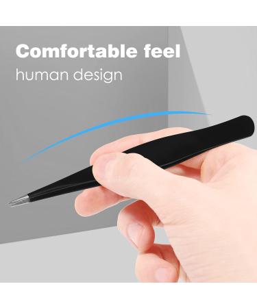 Classycoo Professional Eyebrow Tweezers Set - 4Pcs Stainless Steel Precision Kit for Eyebrows, Facial Hair, Ingrown Hair & Splinter Removal - Black - Buy Online on GoSupps.com