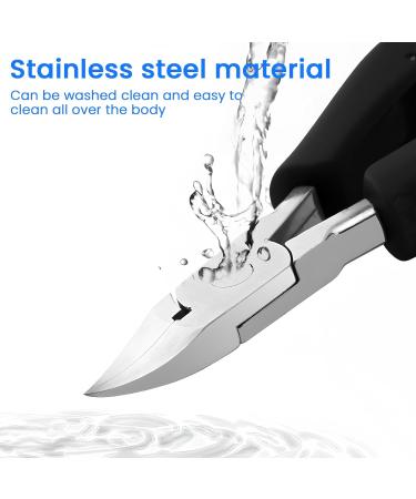 YCLFHOO Toe Nail Clipper for Thick Nails Ingrown Toenails Trimmer Precision Toe Clipper for Professional Podiatrist and Men Women Elderly Heavy Duty Stainless Steel Nail Cutter-Black - Buy Online on GoSupps.com