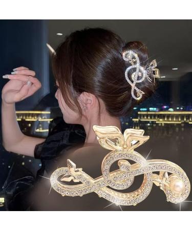 Women Elegant Music Clef Shape Hair Clips Glitter Rhinestone Pearls Decor Hairpins Shark Clip Party Headdress 03 (Color : 1) - Buy Online on GoSupps.com