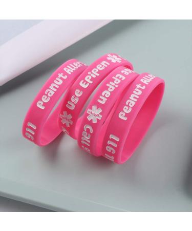 Ibasenice Silicone Medical Alarm Bracelets for Food Allergies - 4PCs Pink 7x1.1cm - Buy Online on GoSupps.com