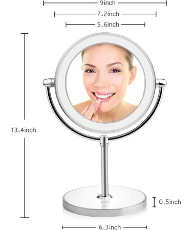 KDKD Lighted Makeup Mirror 1X 7X Magnification Double Sided Round Shape - Cordless & Rechargeable - Buy Online on GoSupps.com