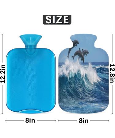 Delphine Hot Water Bottle with Fluffy Cover | 2L Ocean Dolphin Design for Cozy Nights & Pain Relief | Perfect for Kids & Adults - Buy Online on GoSupps.com
