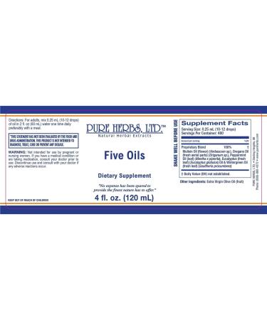 Pure Herbs Ltd. Five Oils (4 oz.) New Formula - Buy Online on GoSupps.com