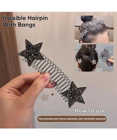 Invisible Star Hair Clip Stretchable Invisible Star Hair Clips Finishing Fixer Stretchable Invisible Hair Clips Five-Pointed Star Rhinestone Broken Hair Comb (3Pcs Type C) - Buy Online on GoSupps.com