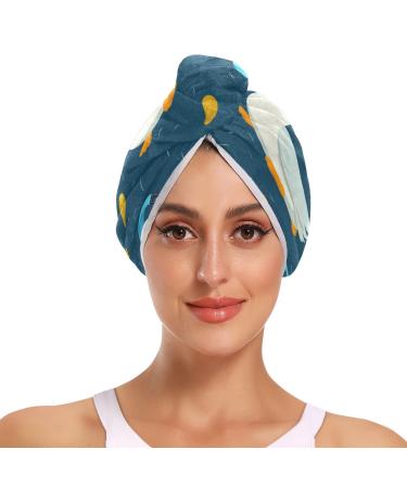 White Duck Hair Towel 2 Pack Super Absorbent Hair Drying Towel Quick Dry Hair Turbans Head Towel with Button Twisty Wrap for Women Girls