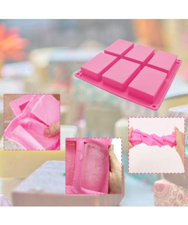 OBSGUMU 3 Pack Silicone Soap Molds - 6 Cavities Flowers Soap Mold - Ideal for Handmade Soap, Cake, Chocolate, Biscuit, Pudding - Pink - Buy Online on GoSupps.com
