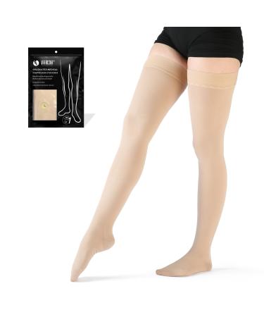 Varcoh compression stockings women compression stockings men support stockings women on for suitable pregnancy and varicose veins (beige 3xl) 3xl beige