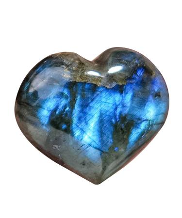 Labradorite Palm Stone Natural Labradorite Crystal Heart Palm Stone Mineral Reiki Pocket Crystal Tumble Collection Heart Shape Puff Stones for Good Luck Charm Meditation Riastvy 5