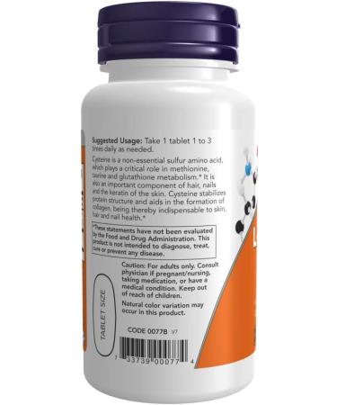 NOW Foods L-Cysteine 500mg 100 Tablets - Pack of 2 | High-Quality Supplement - Buy Online on GoSupps.com