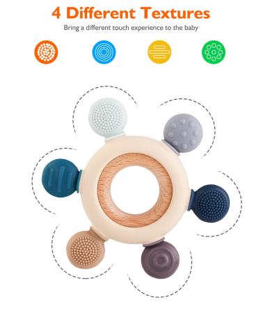 Akolik Baby Teething Toy - BPA-Free Silicone Oar Clutching Teether for Babies 3M+ (Brown) - Soothes Teething Pain - Buy Online on GoSupps.com