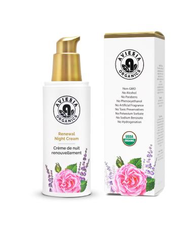 Aviesia Organics Renewal Night Cream - USDA Certified- NO Alcohol. NO Parabens. NO Artificial Fragrance. Deep Moisturizer for Hydrating.Repairing.Replumping .Perfect for dry skin (60ML) 1.7 Fl Oz (Pack of 1) - Buy Online on GoSupps.com