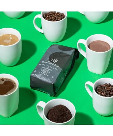 Organic Dark Roast Mushroom Coffee - Earth & Star | Lions Mane, Chaga, Cordyceps, Reishi | Immune Support & Energy Boost - 12oz - Buy Online on GoSupps.com