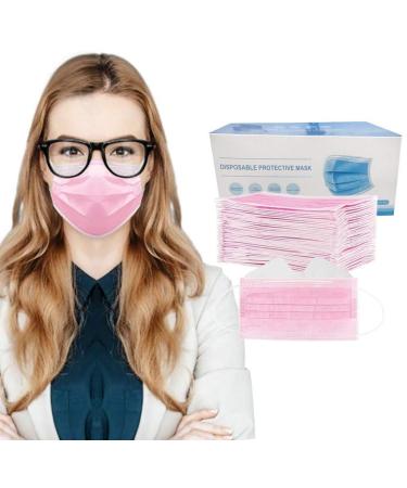 Prevent Fogging Face_Mask for Glasses Wearers for Adult Anti-fog 3-ply Breathable Face Protective for School Outdoor 100pc_pink