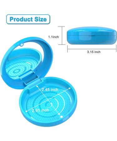 Buy Dnom Dose of Bite Can with Mirror | Premium Denture & Prosthetic Container | Blue Round Box with Silicone Mat for Braces & Teeth Care - Buy Online on GoSupps.com