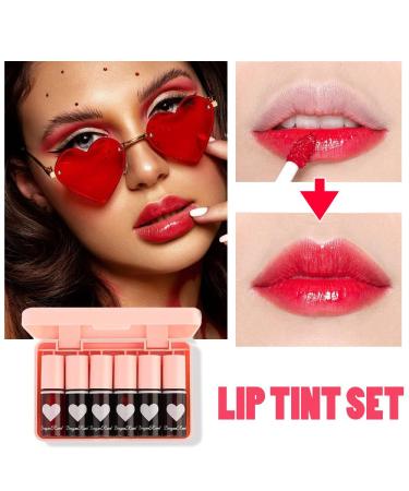 6 Colors Lip Tint Stain Set - Korean Lip Gloss Plumping Watery Stain - Multi-use Cheek Tint - Moisturizing Liquid Lipstick - Long Lasting - High Pigment - Vivid Color - Makeup - Buy Online on GoSupps.com