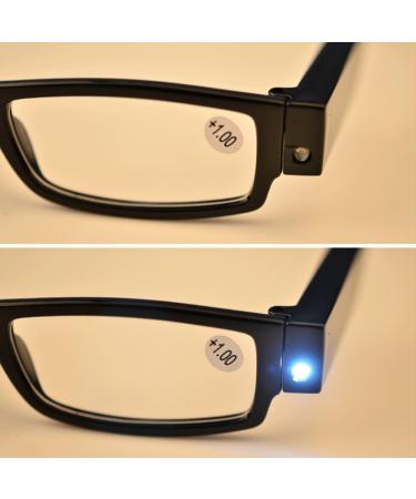 Universal Illuminated Reading Glasses with LED Light - Nighttime Reader +3.0 Clear Vision Unisex Eyewear in Black - Buy Online on GoSupps.com
