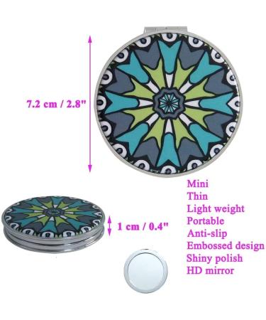 Compact Vintage Make-Up Mirrors - 6 Pack Turquoise Pocket Mirrors with 1x/2x Enlargement & Mandala Design for Travel - Perfect Gift for Girls & Women - Buy Online on GoSupps.com