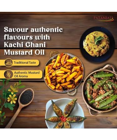 Pata'njali Pure Mustard Oil Natural Kachi Ghani Sarso ka Tel Healthy Cooking Oil for Daily Use - 1L - Buy Online on GoSupps.com