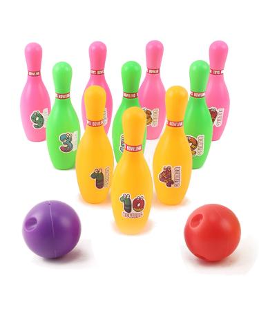 Vokodo 12 Pieces Deluxe Toy Bowling Play Set Includes 10 Pins and 2 Balls Carrying Case Colorful Educational Early Development Indoor Sport Alley Game for Toddlers Boy Or Girl Children - Buy Online on GoSupps.com