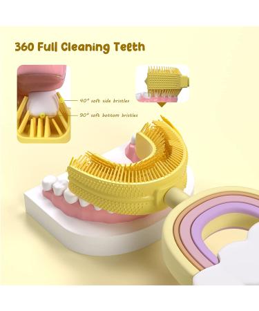 Kids U-Shaped Toothbrush with Soft Silicone Head | 360 Cleaning for Ages 6-12 | Yellow Rainbow Design - Buy Online on GoSupps.com