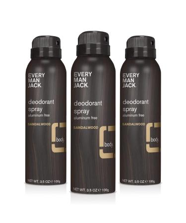 Every Man Jack Sandalwood Deodorant Dry Spray - Aluminum-Free & Long Lasting - 3.5 oz (Pack of 3) - Buy Online on GoSupps.com