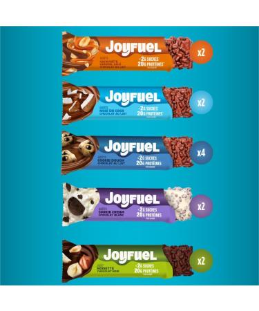 JOYFUEL Variegated box of 12 protein bars of 55 g. Discover the collection of JOYFUEL milk chocolate bars black or white 2 - Buy Online on GoSupps.com
