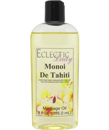 Monoi de Tahiti Massage Oil 8 oz With Sweet Almond Oil and Jojoba Oil Preservative Free Perfect for Aromatherapy and Relaxation 8 Ounce