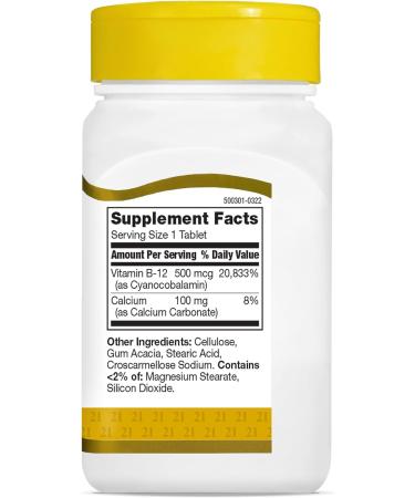 21st Century B-12 500 mcg Tablets 110-Count - Pack of 2 | Energy & Immune Support - Buy Online on GoSupps.com