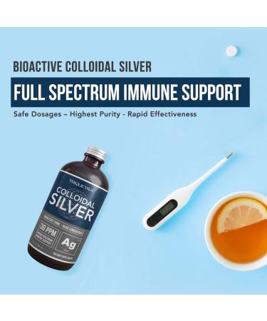 Bioactive Colloidal Silver 8 oz Glass Bottle Vegan 30 PPM Nano Ions - Immune Support (48 Servings) - Buy Online on GoSupps.com