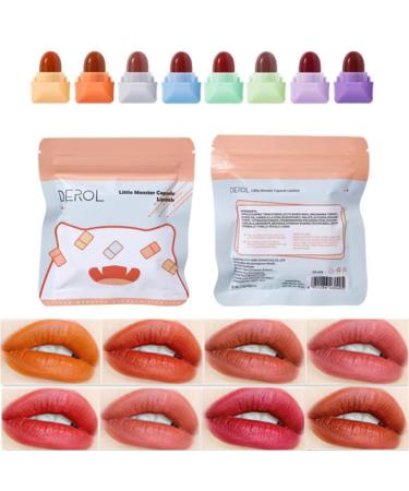 8-part mini-matt lipstick set sweet candy capsule-savvy-lipstick set non-stick cup easy to color long-lasting waterproof lipstick-up set